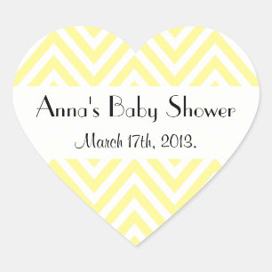 Geel zigzag, Gele Chevron, Baby shower Hart Sticker