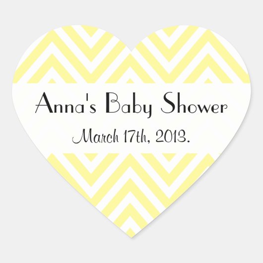 Geel zigzag, Gele Chevron, Baby shower Hart Sticker (Voorkant)