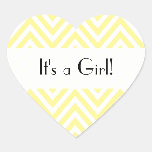 Geel zigzag, Gele Chevron, Baby shower Hart Sticker (Voorkant)
