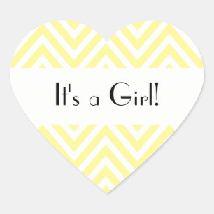 Geel zigzag, Gele Chevron, Baby shower Hart Sticker