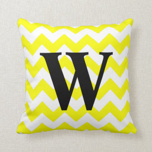 Geel zigzag Monogram Kussen