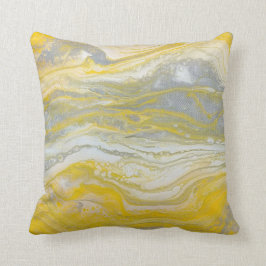 Geel & Zilver Abstract Kussen (lichte grijze achte