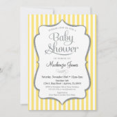 Geel zilver Baby shower Uitnodiging Neutraal grijs (Voorkant)