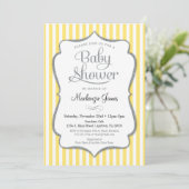 Geel zilver Baby shower Uitnodiging Neutraal grijs (Staand voorkant)