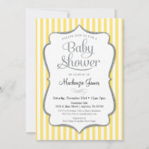 Geel zilver Baby shower Uitnodiging Neutraal grijs