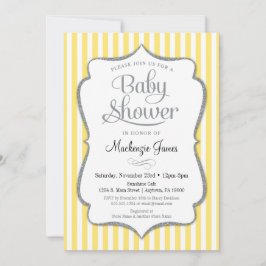 Geel zilver Baby shower Uitnodiging Neutraal grijs