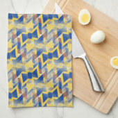 Geel + Zilver Blue Bow-stropdas Patroondoek Theedoek (Quarter Fold)