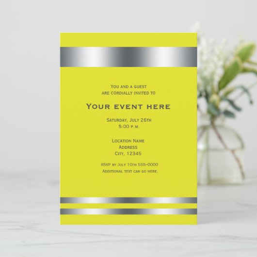 Geel & Zilver Elegant Dinner Party Event Kaart (Staand voorkant)