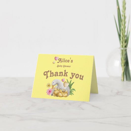 Geel zoet Baby shower voor mama en baby's Bedankkaart (Voorkant)