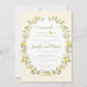 Geel zoete citroen bloemenkrans baby shower kaart (Voorkant)