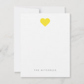Geel Zoete Hart Monogram Schrijfpapier Notitiekaartje (Voorkant)