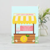 Geel, zomer, limonade stand partij verjaardag kaart (Staand voorkant)