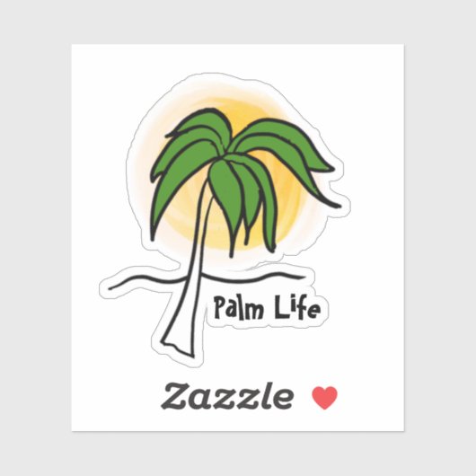 Geel Zon Groen Palm Beach Sticker (Vel)