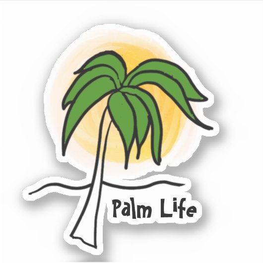 Geel Zon Groen Palm Beach Sticker (Voorkant)