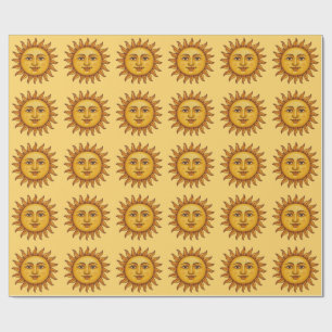 Geel Zon Patroon. Cadeaupapier