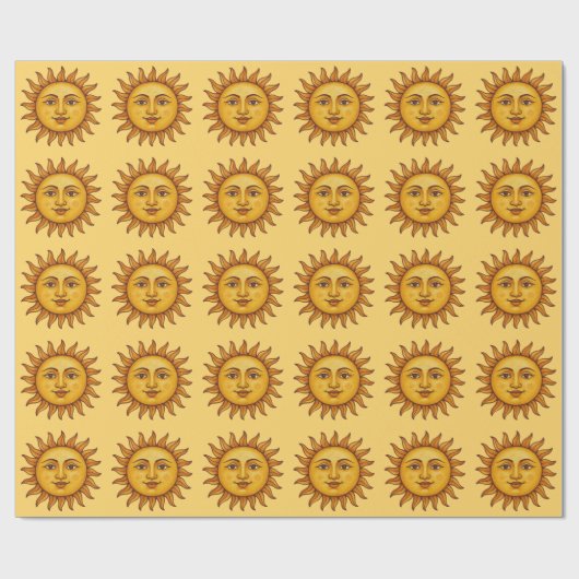 Geel Zon Patroon. Cadeaupapier (Vlak)