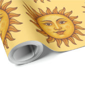 Geel Zon Patroon. Cadeaupapier (Rol Hoek)
