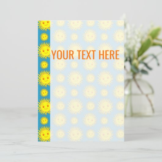 Geel zongezicht patroon aankondiging (Staand voorkant)