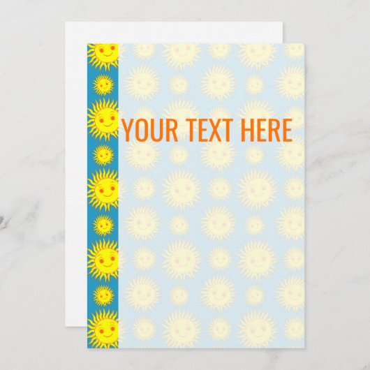 Geel zongezicht patroon aankondiging (Voorkant / Achterkant)