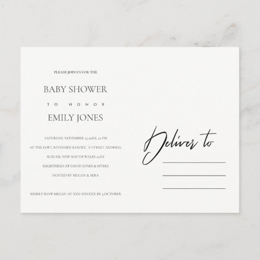 GEEL ZONKERE WATERVERF FLORAAL BABY SHOWER UITNODIGING BRIEFKAART (Achterkant)