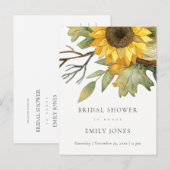 GEEL ZONKERE WATERVERF FLORAAL VRIJGEZELLENFEEST UITNODIGING BRIEFKAART (Voorkant / Achterkant)