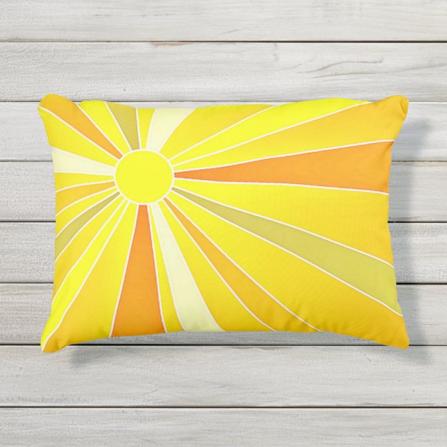 Geel zonlicht Omkeerbaar Modern Buitenkussen (Voorkant)