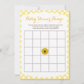 Geel zonnebloem Baby shower Bingo Game Kaart (Voorkant)