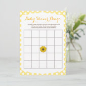 Geel zonnebloem Baby shower Bingo Game Kaart (Staand voorkant)