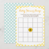 Geel zonnebloem Baby shower Bingo Game Kaart (Voorkant / Achterkant)