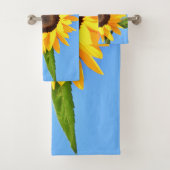 Geel Zonnebloem Badhanddoeken Blauwe lucht Bad Handdoek (Insitu)