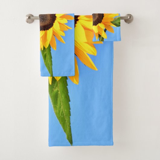 Geel Zonnebloem Badhanddoeken Blauwe lucht Bad Handdoek (Insitu)