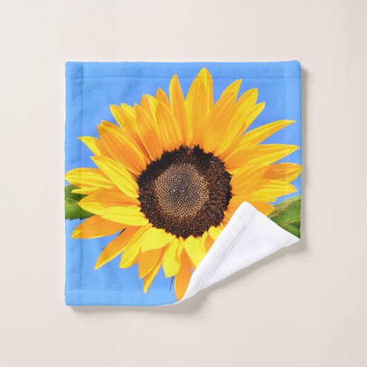 Geel Zonnebloem Badhanddoeken Blauwe lucht Bad Handdoek (Wasdoekje)
