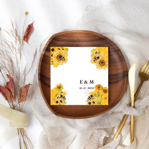 Geel Zonnebloem bij boho citroen bruiloft Servet