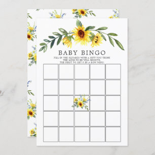 Geel Zonnebloem BINGO Baby shower spel Kaart