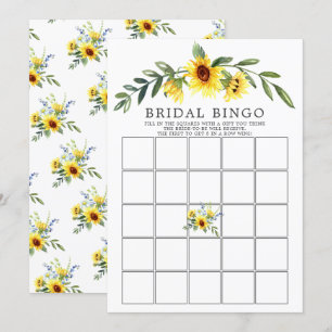 Geel zonnebloem BINGO Vrijgezellenfeest Game Kaart