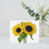 Geel Zonnebloem Blank Bloemen Briefkaart (Staand voorkant)