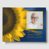 Geel Zonnebloem Blauw Viering van het Leven Begraf Gastenboek (Voorkant)