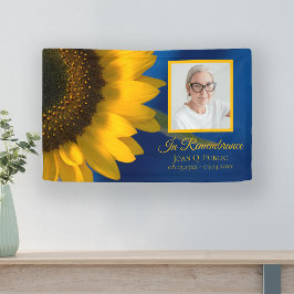 Geel Zonnebloem Blauw Viering van het Leven Begraf Spandoek