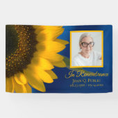 Geel Zonnebloem Blauw Viering van het Leven Begraf Spandoek (Horizontaal)