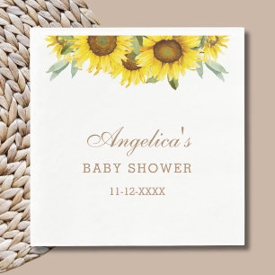 Geel Zonnebloem Bloemen Baby shower Servet