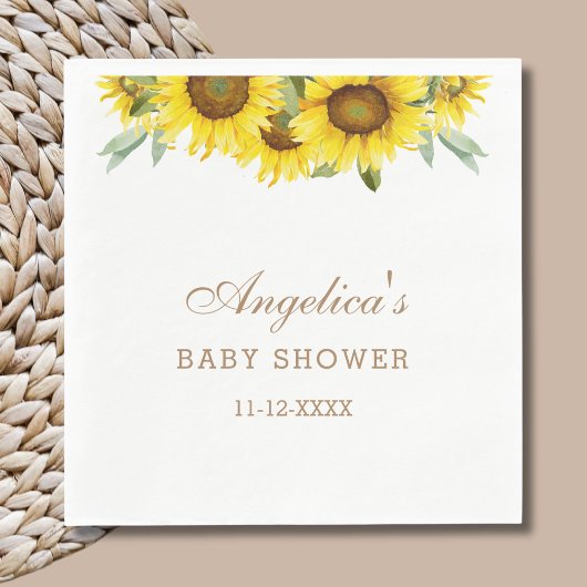 Geel Zonnebloem Bloemen Baby shower Servet