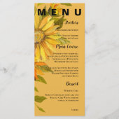 Geel Zonnebloem Bloemen Bruiloft Menu (Voorkant)