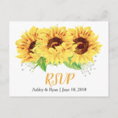 Geel Zonnebloem Bloemen Bruiloft RSVP Briefkaart (Voorkant)