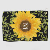 Geel Zonnebloem Bloemen op maat monogram dames Golfhanddoek (Horizontaal)