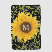 Geel Zonnebloem Bloemen op maat monogram dames Golfhanddoek (Voorkant)