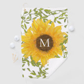 Geel Zonnebloem Bloemen op maat monogram dames Golfhanddoek (Insitu)
