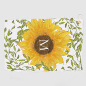 Geel Zonnebloem Bloemen op maat monogram dames Golfhanddoek (Horizontaal)
