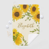 Geel Zonnebloem Bloemen op maat monogram dames Golfhanddoek (Insitu)