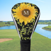 Geel Zonnebloem Bloemen op maat monogram dames Golfheadcover
