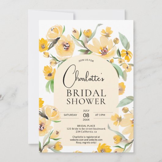 Geel zonnebloem bloemenboog chique vrijgezellenfee kaart (Voorkant)